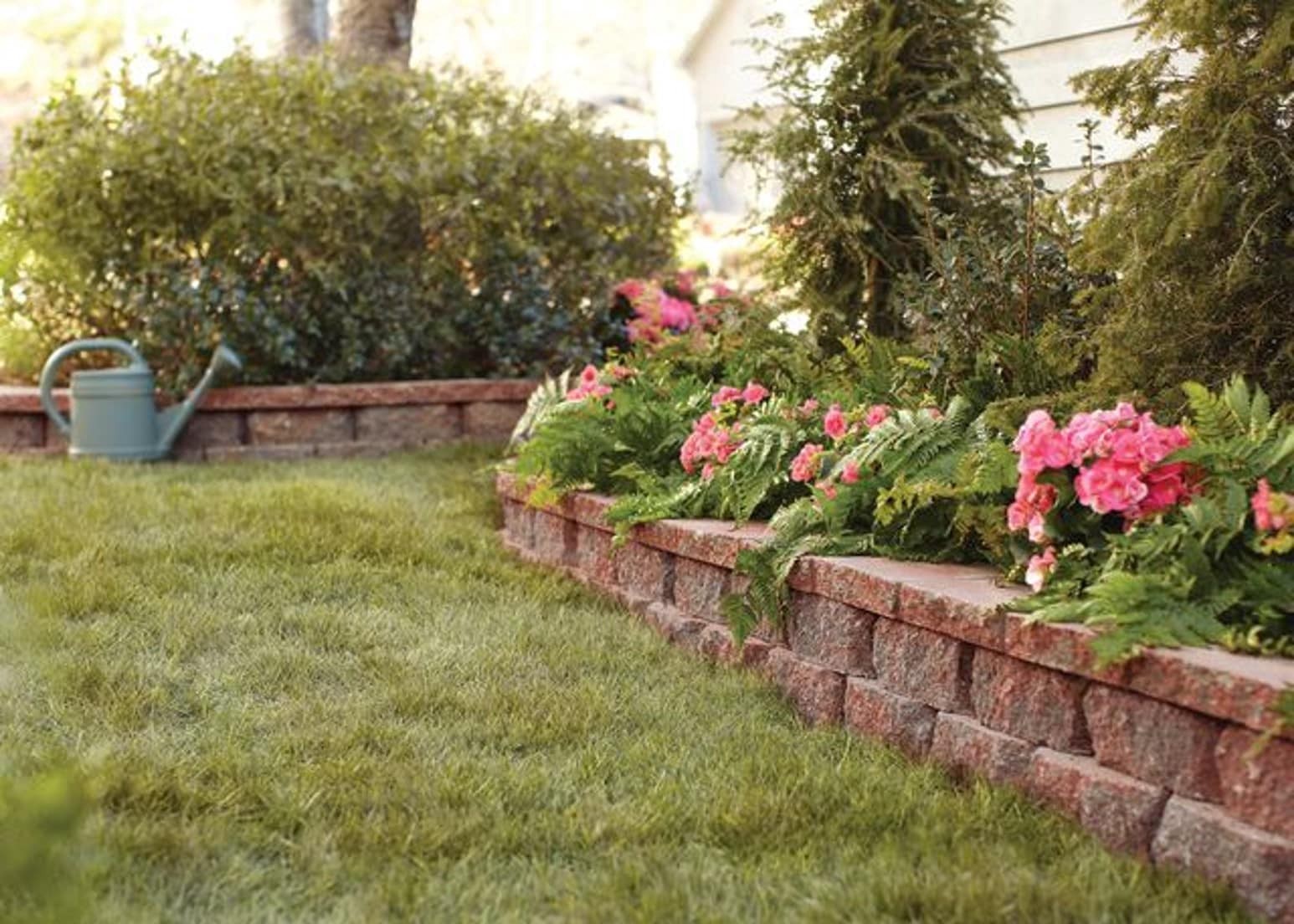 slide 5 of 5, 4-in H x 12-in L x 7-in D Red/Charcoal Concrete Retaining wall block, 1 ct