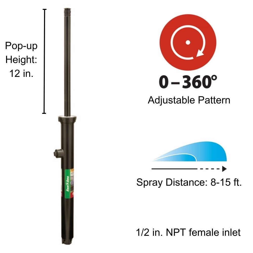slide 2 of 5, Rain Bird 8-ft - 15-ft Adjustable Spray 12-in Pop-up spray head sprinkler, 1 ct