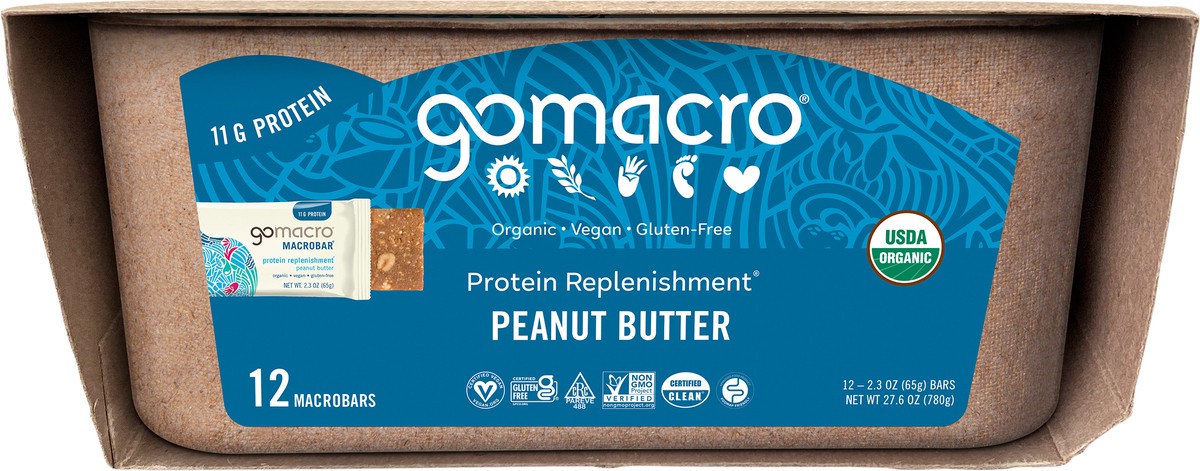 slide 3 of 7, GoMacro Peanut Butter MacroBar 12ct Tray, 12 ct