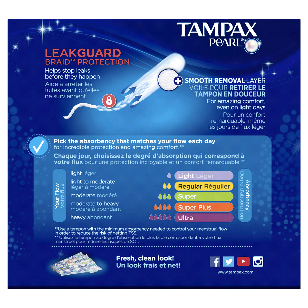 Tampax Pearl Tampons Super Absorbency With Leakguard Braid