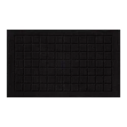 Room & Retreat Luxury Grid Cotton Bath Mat, 21 In X 34 In, Black