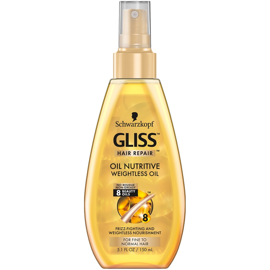 slide 1 of 1, Schwarzkopf Gliss Hair Repair Frizz Fighting And Weightless Nourishment Oil Nutritive Weightless Oil, 5.1 oz