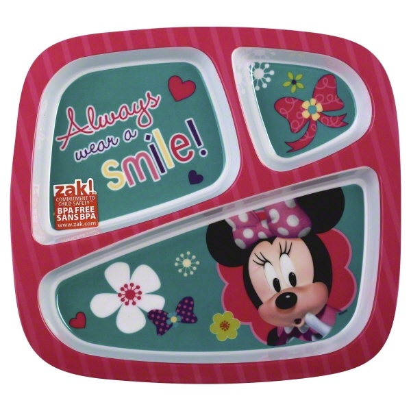 slide 1 of 1, Zak Designs Inc Zak Disney Minnie 3 Section Plate, 1 ct
