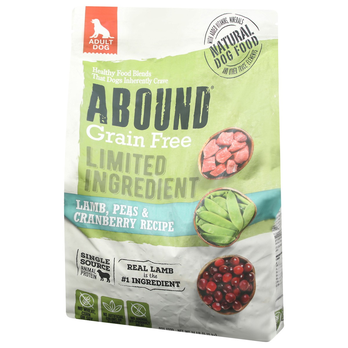 slide 3 of 9, Abound Grain Free Limited Ingredients Lamb, Peas & Cranberry Recipe Dog Food 14 lb, 14 lb