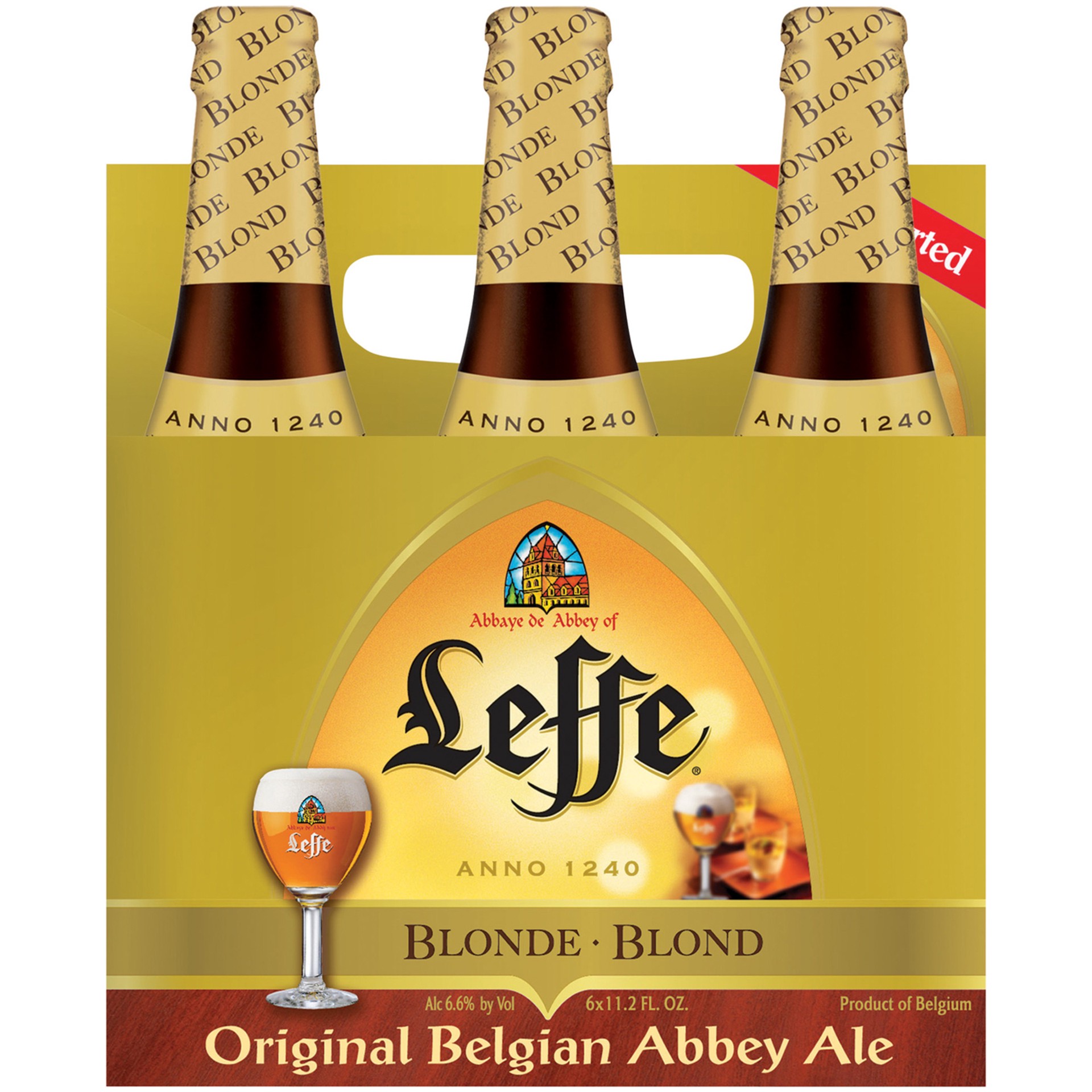 slide 3 of 3, Leffe Blonde Trappist/Abbey Ale, 6 Pack 11.2 fl. oz. Bottles, 6.6% ABV, 6 ct