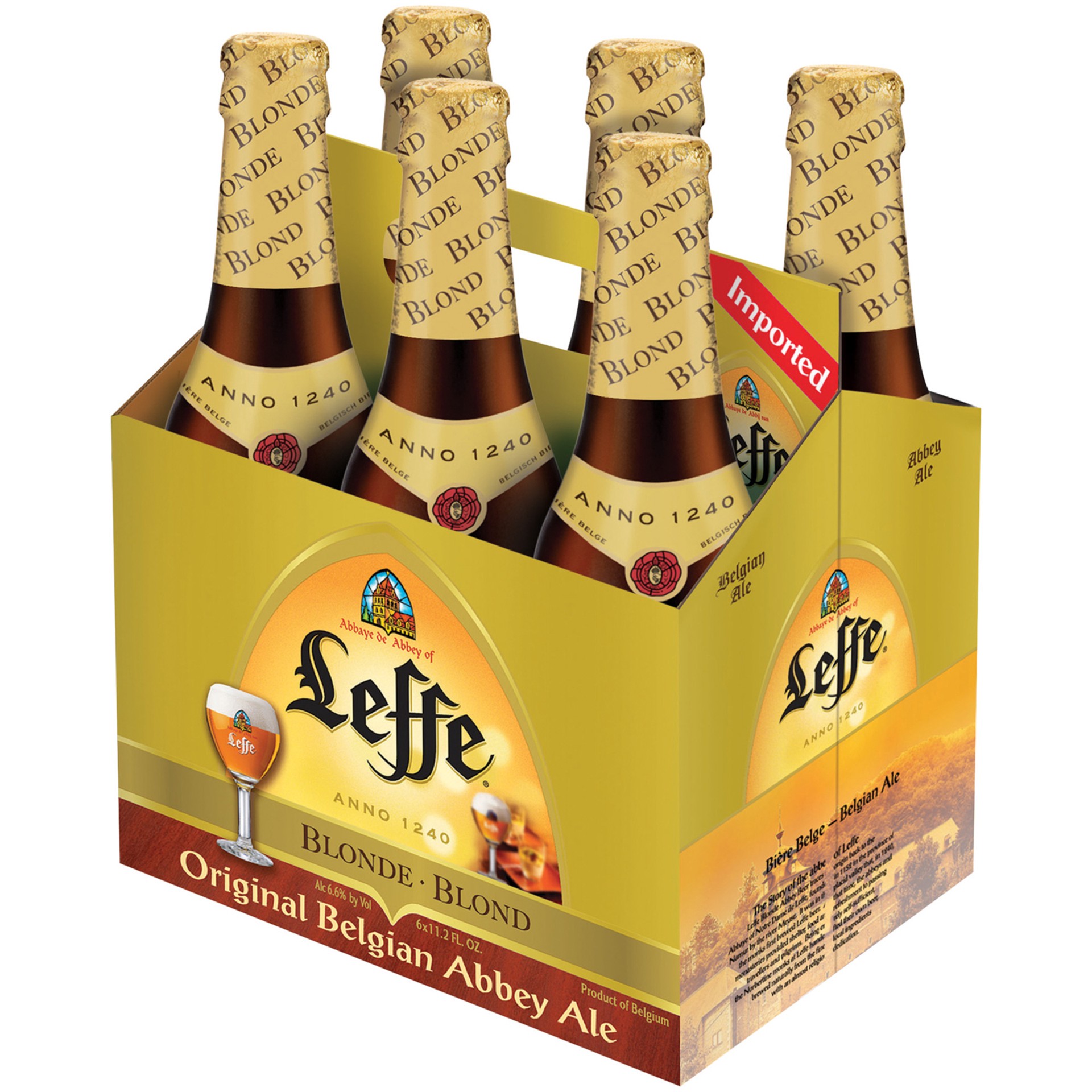 slide 2 of 3, Leffe Blonde Trappist/Abbey Ale, 6 Pack 11.2 fl. oz. Bottles, 6.6% ABV, 6 ct