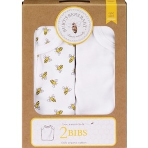 slide 1 of 1, Burt's Bees Baby Bee Essentials One Size Bibs, Cloud, 2 ct