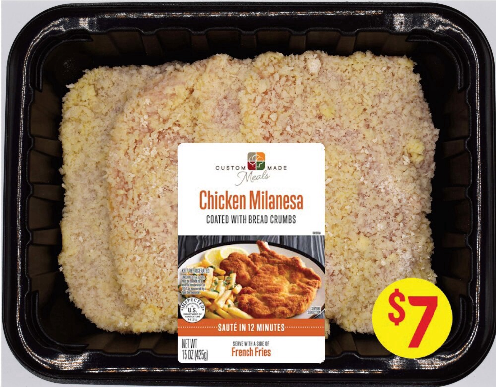 slide 1 of 1, Custom Made Meals Chicken Milanesa Cutlets Coated with Breadcrumbs, 15 oz