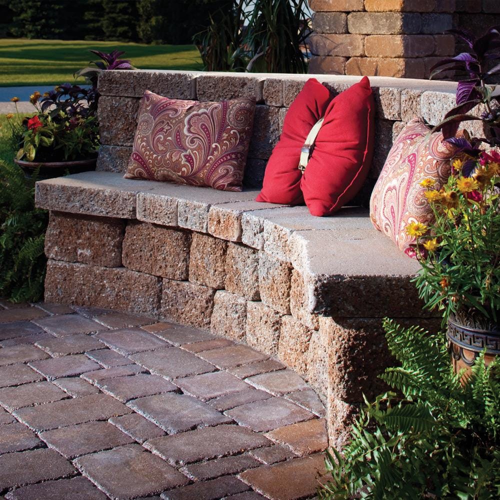 slide 6 of 6, 3.625-in H x 11.625-in L x 7.25-in D Tan/Charcoal Concrete Retaining wall block, 1 ct