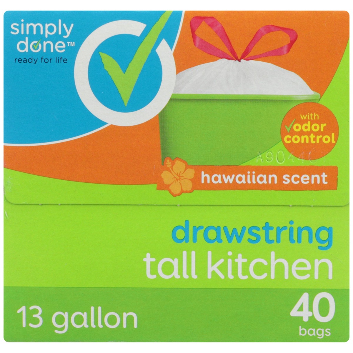 slide 8 of 8, Simply Done Drawstring Tall Kitchen Bags With Odor Control, Hawaiian, 13 gal