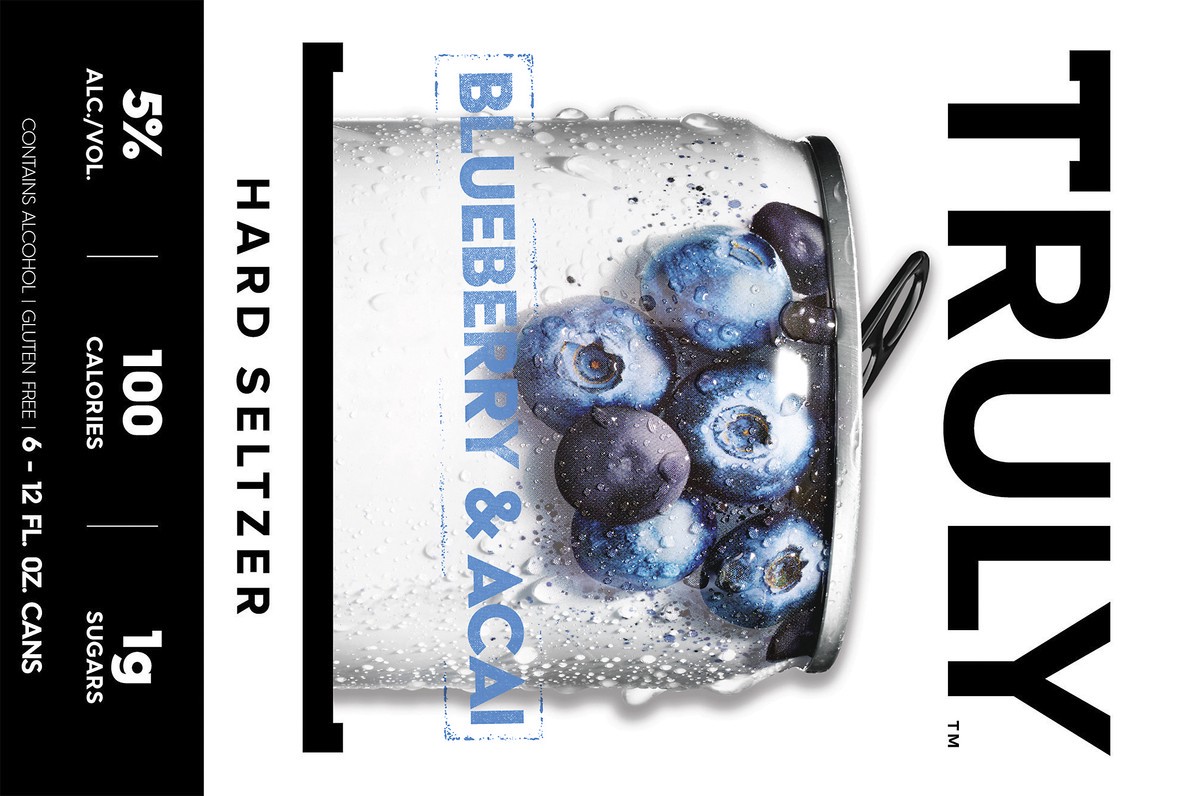 slide 5 of 5, TRULY Hard Seltzer Blueberry & Acai, Spiked & Sparkling Water (12 fl. oz. Can, 6pk.), 6 ct; 12 oz