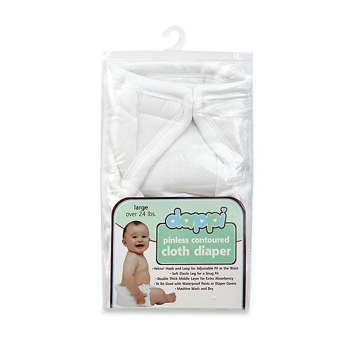 slide 1 of 1, TL Care Dappi Large Pinless Contoured Cloth Diaper - White, 1 ct