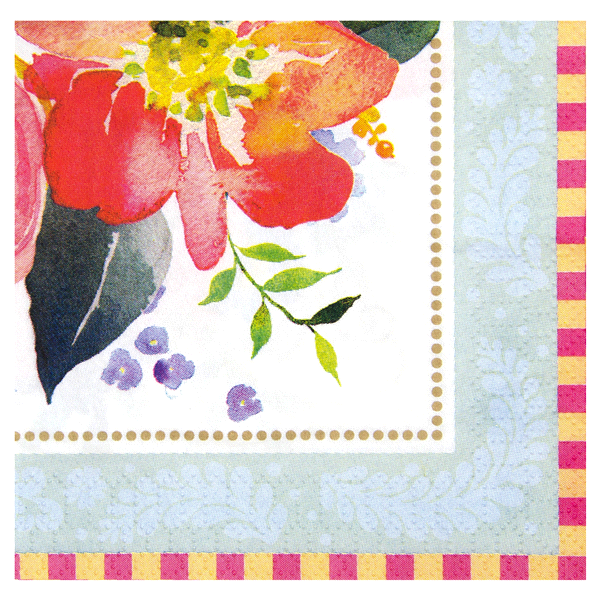 slide 1 of 1, Papyrus Watercolor Flowers Beverage Napkin, 1 ct