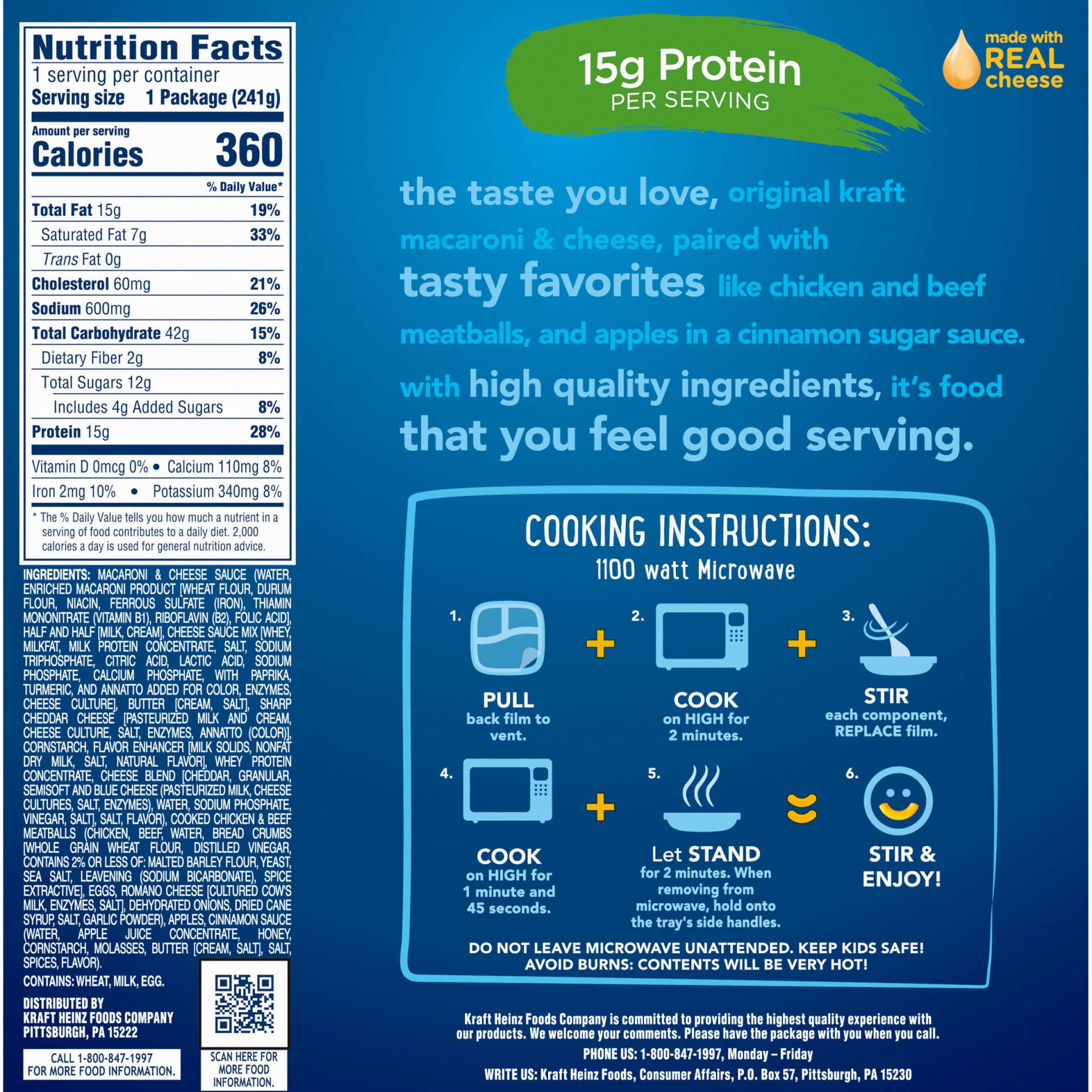 slide 7 of 9, Kraft Macaroni and Cheese Dinner with Chicken & Beef Meatballs and Apples, 8.5 oz