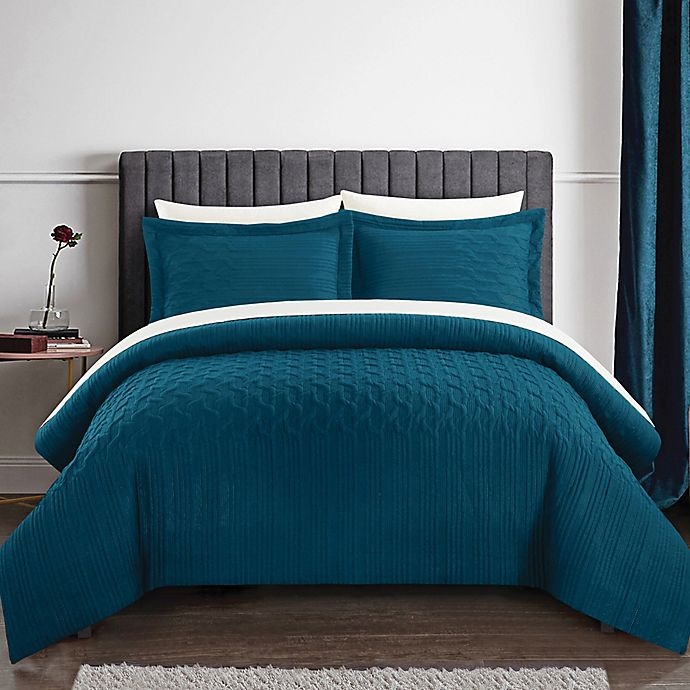 slide 1 of 5, Chic Home Jazmaine Queen Comforter Set - Teal, 7 ct