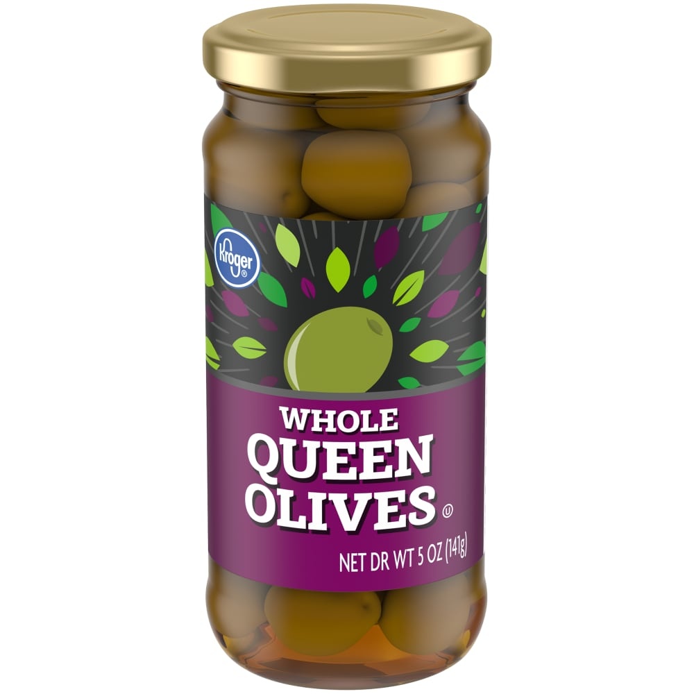 slide 1 of 1, Kroger Whole Plain Queen Olive, 5 oz