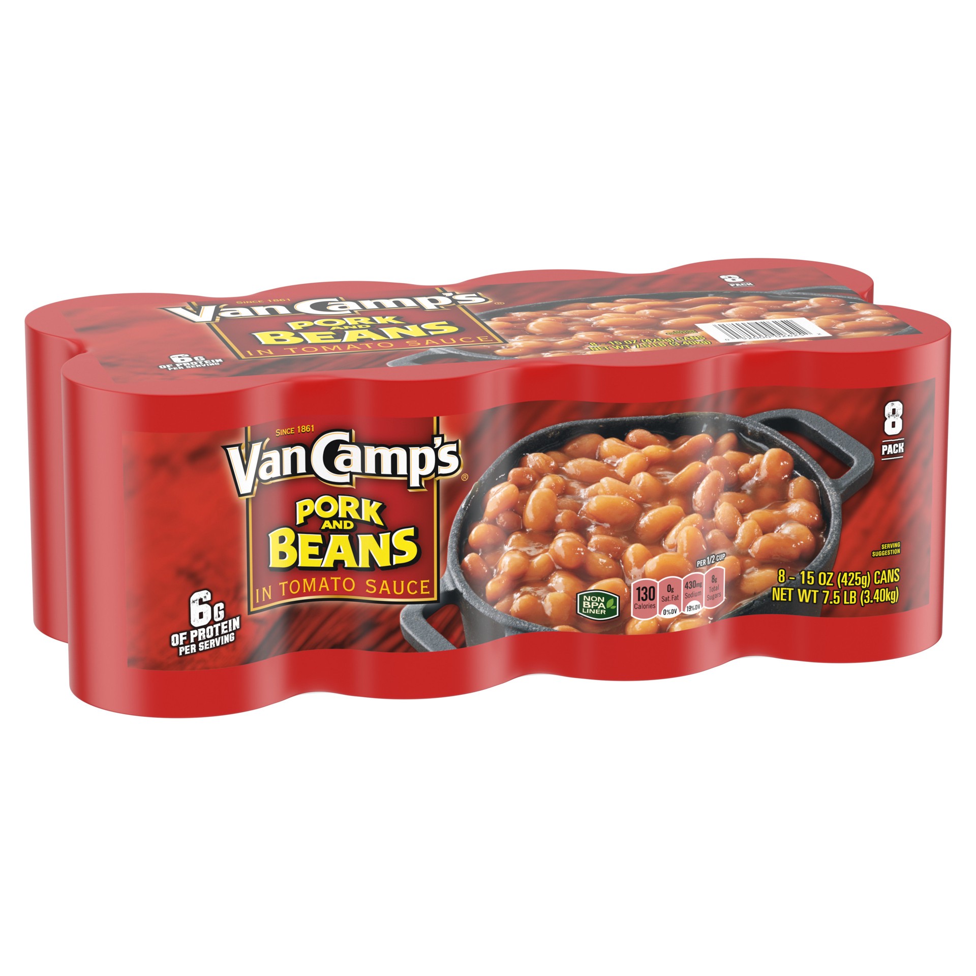 slide 2 of 5, Van Camp's Pork and Beans, Canned Beans, 15 oz., 8 Count, 120 oz