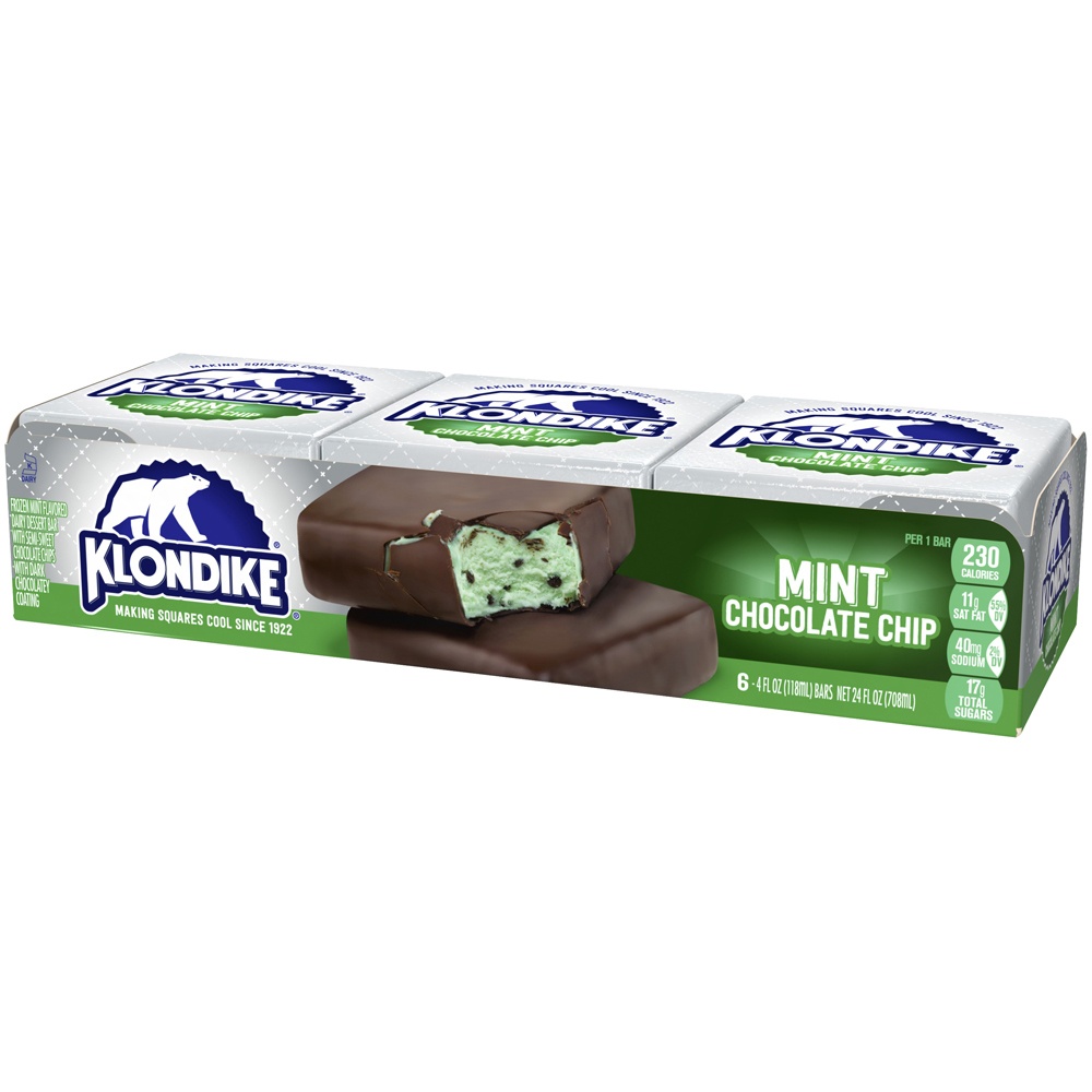 Klondike Mint Chocolate Chip Vanilla Bars Frozen Dairy Dessert 6pk 6