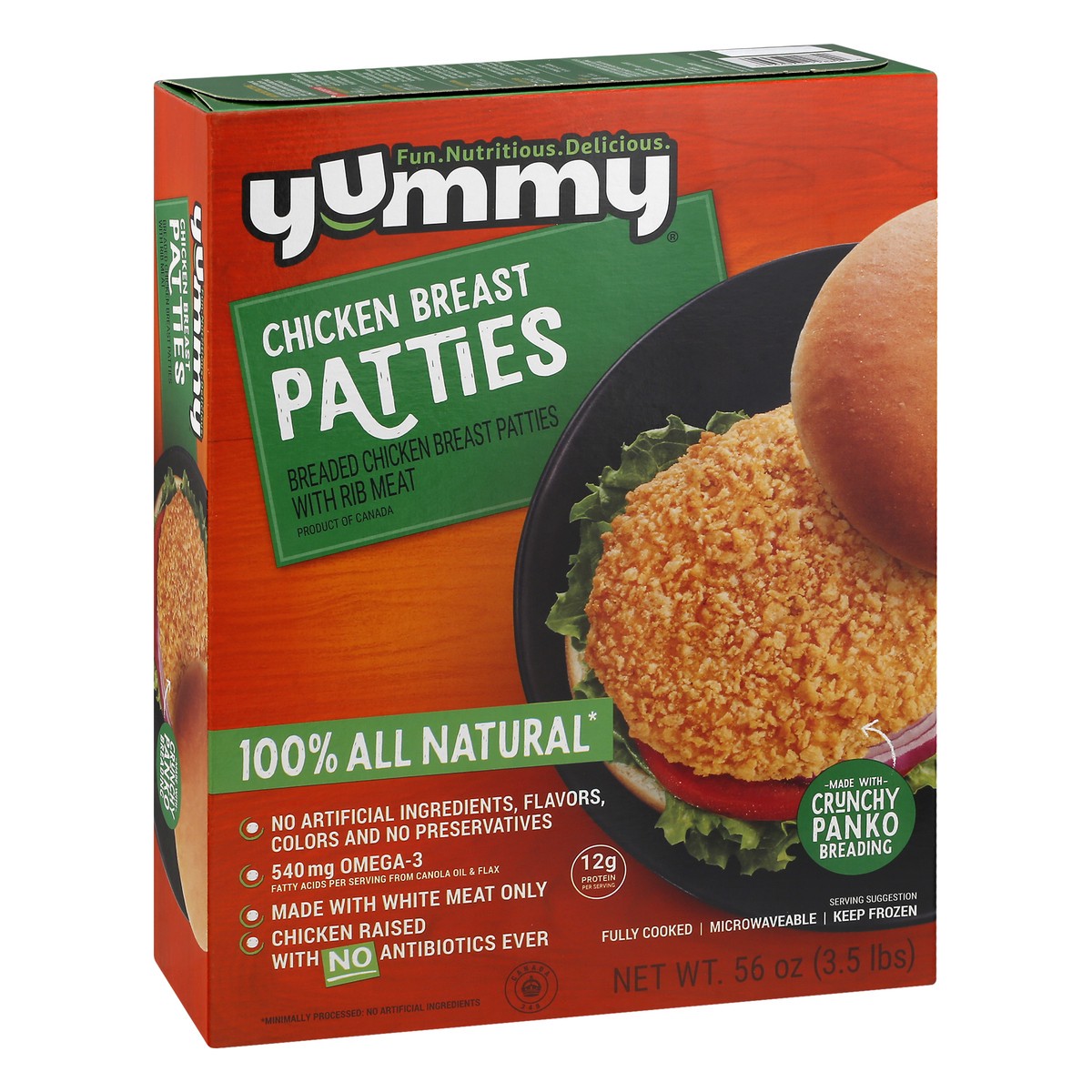 slide 4 of 9, Yummy All Natural Chicken Breast Patties, 56 oz, 56 oz