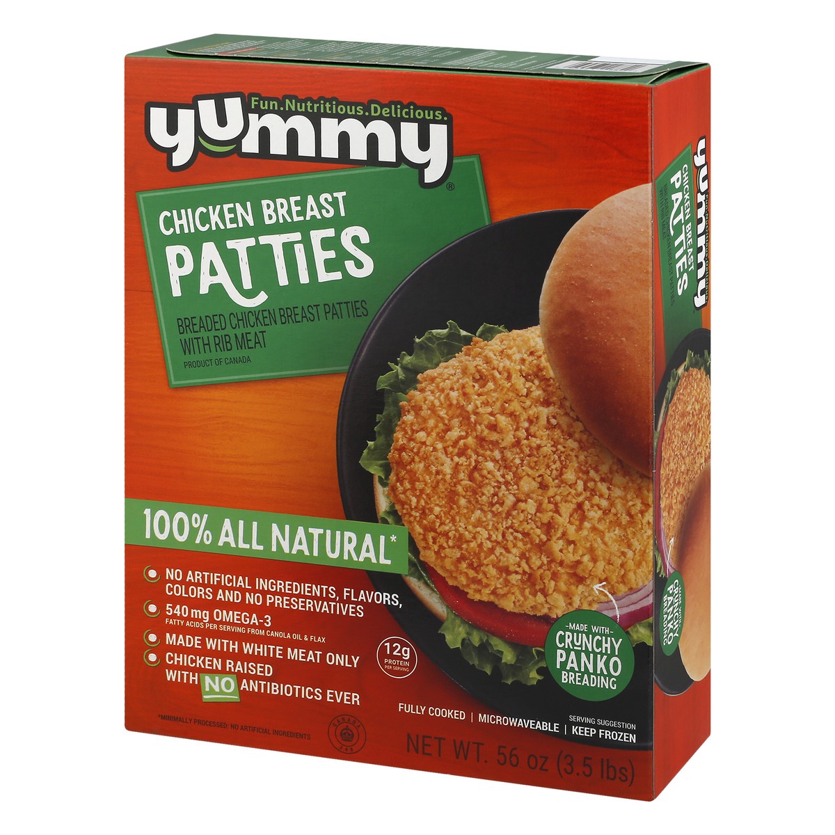 slide 2 of 9, Yummy All Natural Chicken Breast Patties, 56 oz, 56 oz