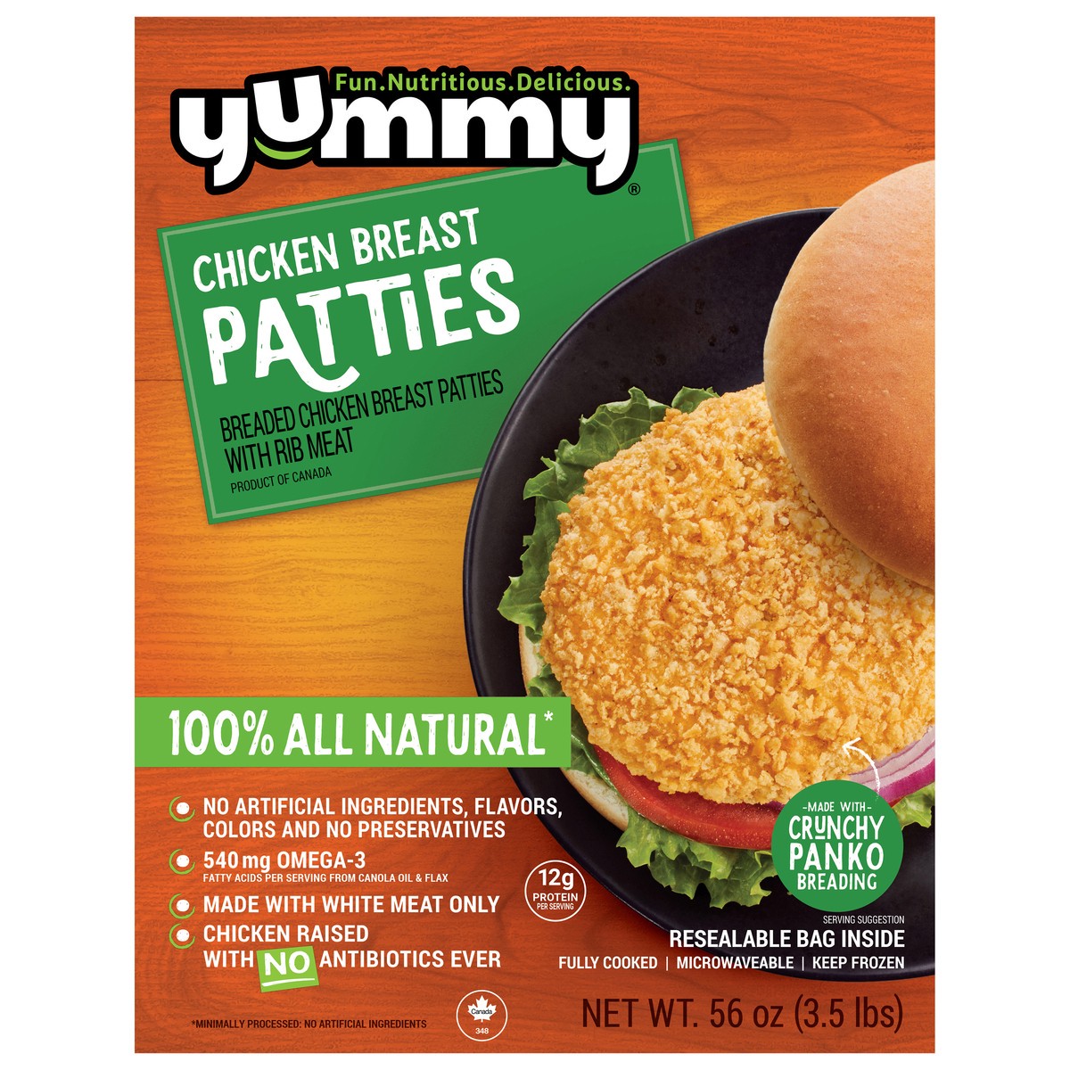 slide 1 of 9, Yummy All Natural Chicken Breast Patties, 56 oz, 56 oz