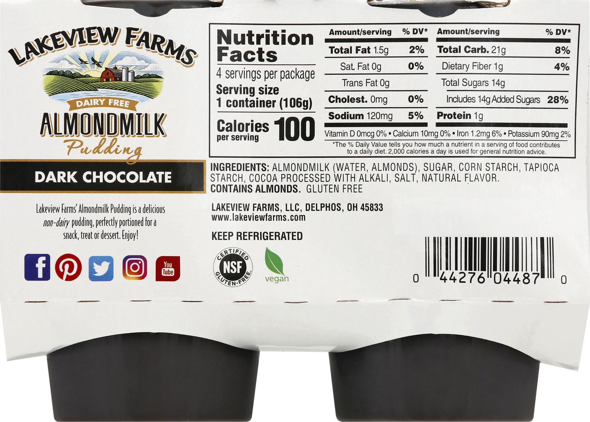 slide 2 of 12, Lakeview Farms Dairy Free Dark Chocolate Almondmilk Pudding 15 oz, 15 oz