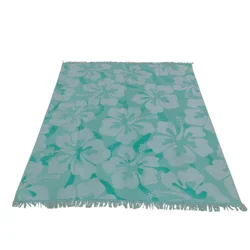 Sol Borne Beach Blanket Hibiscus Aqua 60inx72in