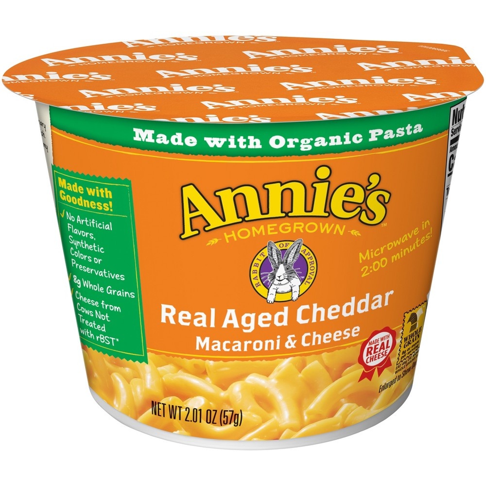 slide 2 of 3, Annie's Real Aged Cheddar Microwavable Mac and Cheese with Organic Pasta Cup, 2.01 oz, 2.01 oz