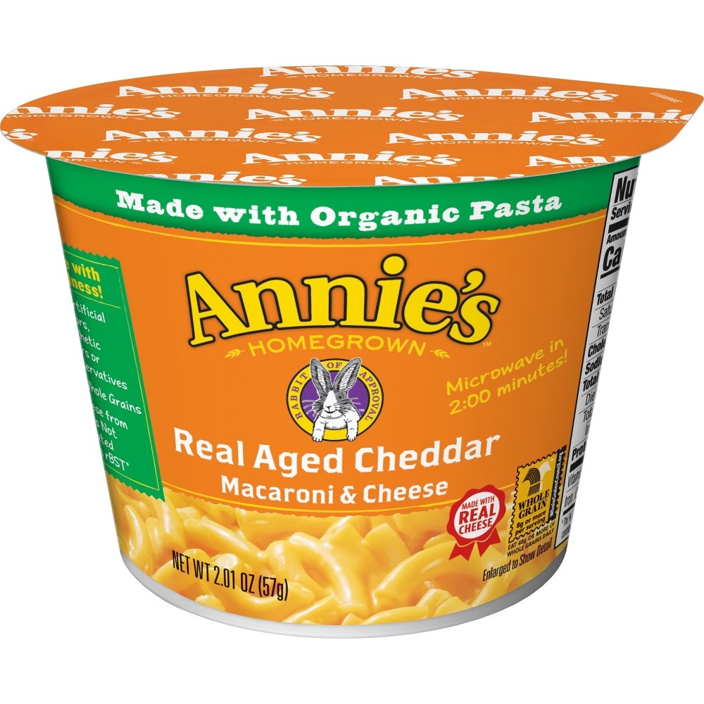 slide 3 of 3, Annie's Real Aged Cheddar Microwavable Mac and Cheese with Organic Pasta Cup, 2.01 oz, 2.01 oz