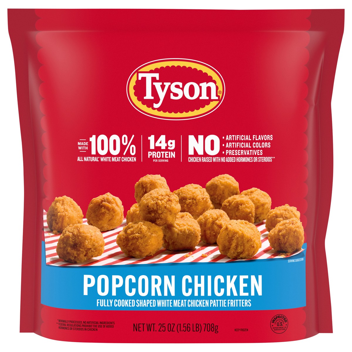slide 1 of 13, Tyson Frozen Popcorn Chicken, 25 oz, 708.74 gram