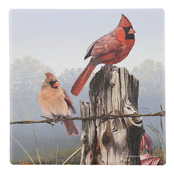 slide 1 of 1, Thirstystone Fencepost Cardinals Single Coaster, 1 ct