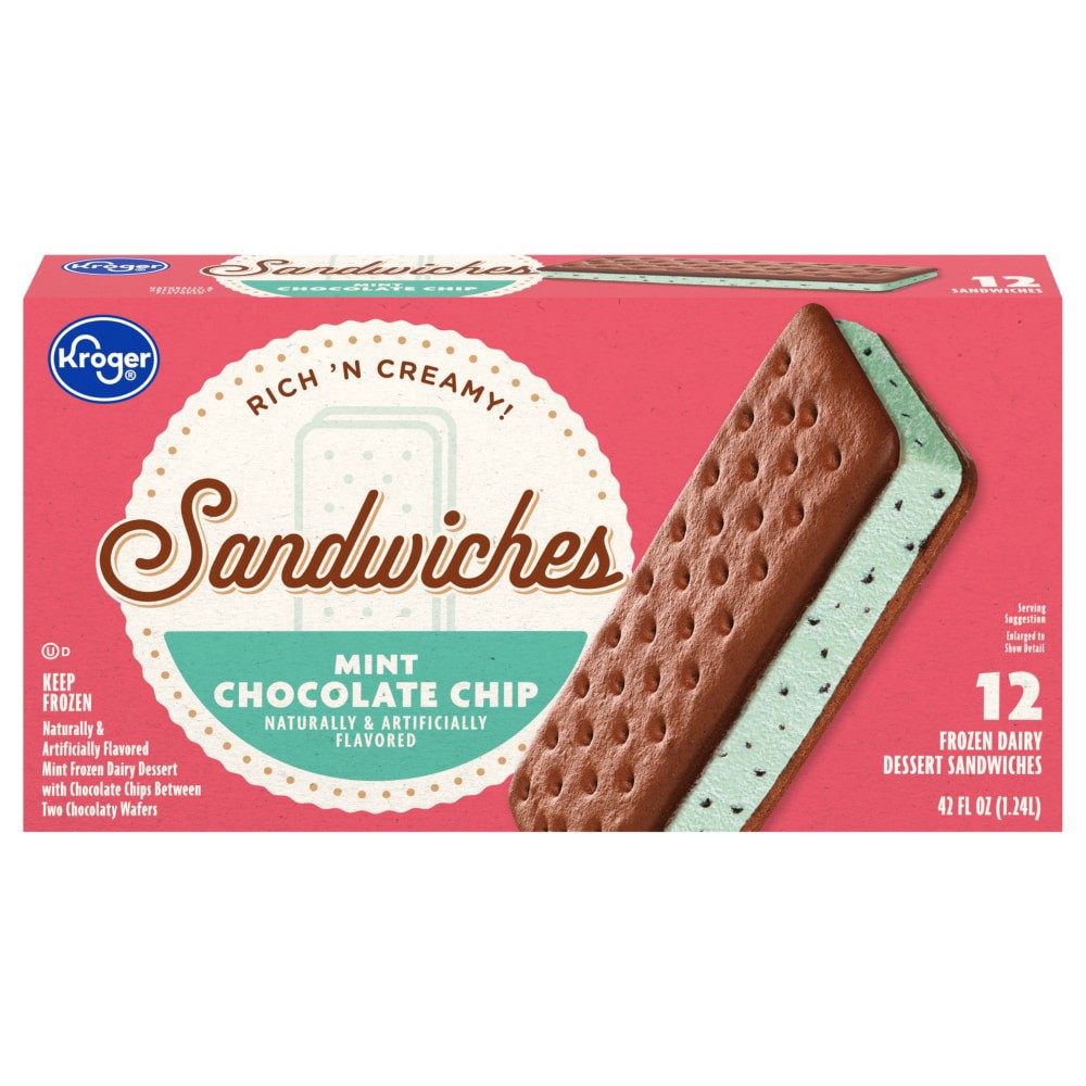 slide 1 of 1, Kroger® Chocolate Chip Ice Cream Sandwiches, 12 ct
