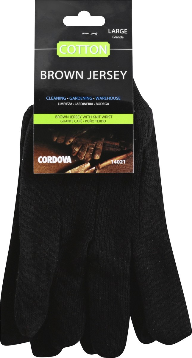 slide 1 of 9, Cordova Brown Jersey Gloves, 1 ct