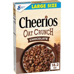 Cheerios Oat Crunch Chocolate Flavored Cereal, Made with Whole Grain, Large Size, 18.2 oz