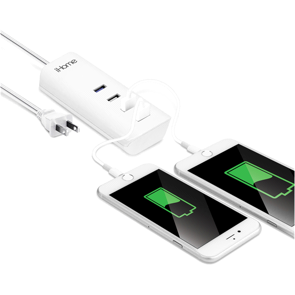 slide 1 of 1, iHome |Charge Hub 4A 4 USB Port Multi Charge Hub (White), 1 ct