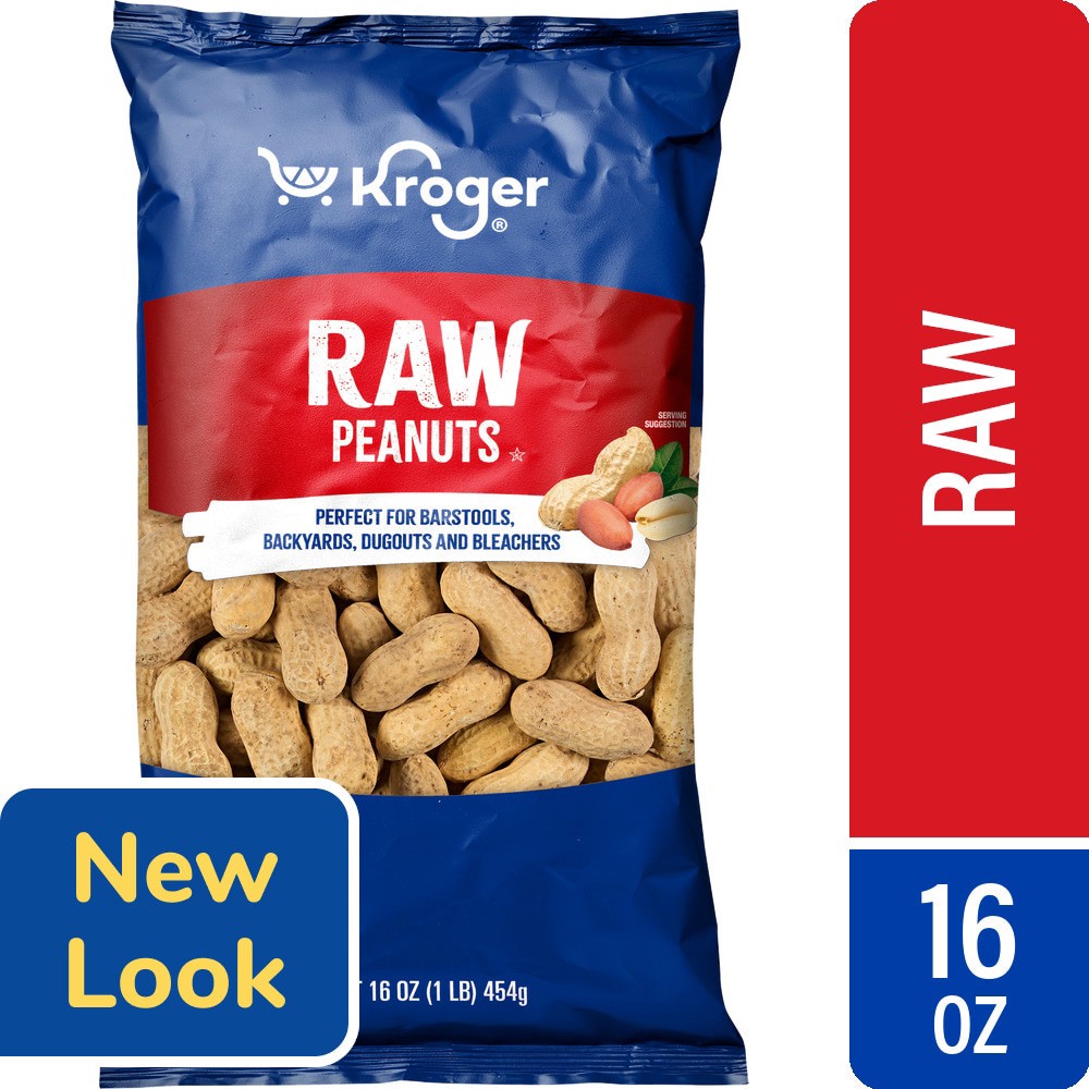 slide 1 of 3, Kroger Raw Peanuts, 16 oz