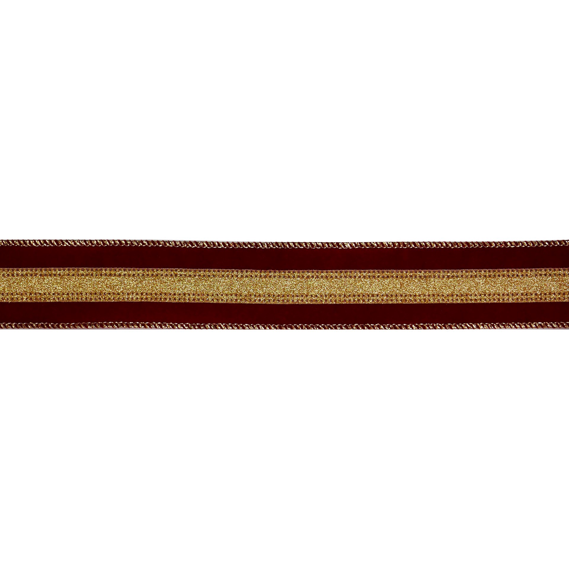 slide 2 of 3, 1.5" X 25ft. Burgundy & Gold Stripes Wired Ribbon By Celebrate It, 1.5 in x 25 ft
