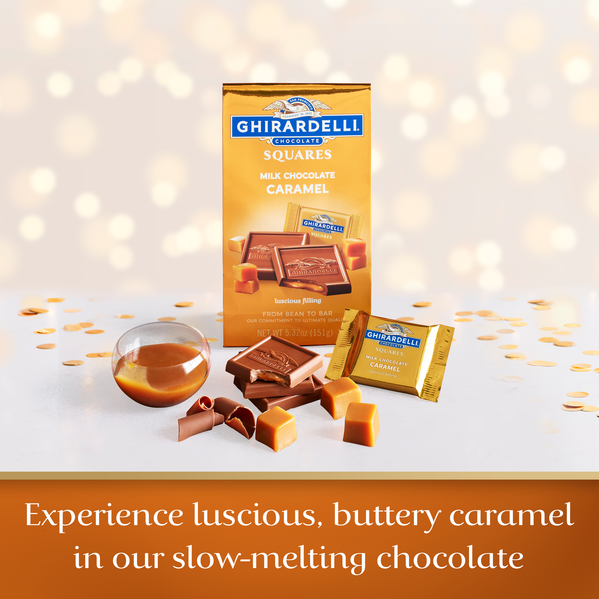 slide 9 of 9, Ghirardelli Milk Chocolate Caramel Milk Chocolate Squares 9 oz, 9 oz