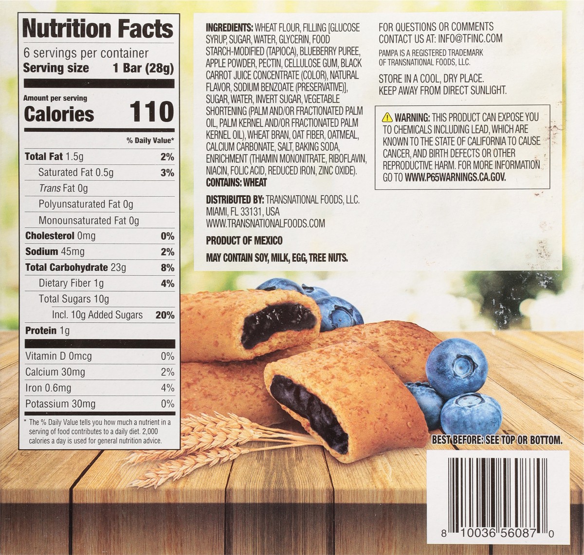 slide 5 of 9, Pampa Fruit & Grain Blueberry Cereal Bars 6 - 1 oz Bars, 6 ct