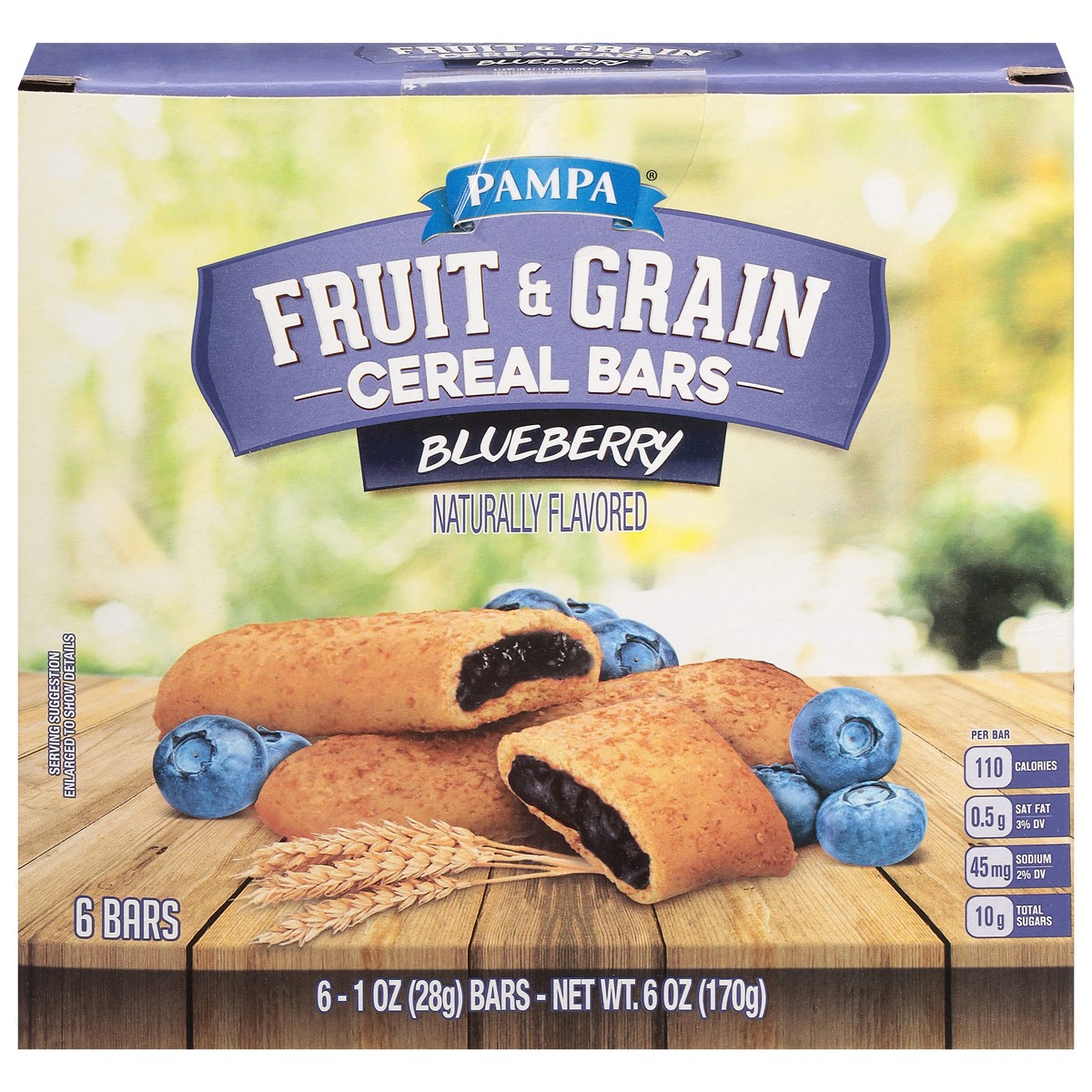 slide 1 of 9, Pampa Fruit & Grain Blueberry Cereal Bars 6 - 1 oz Bars, 6 ct