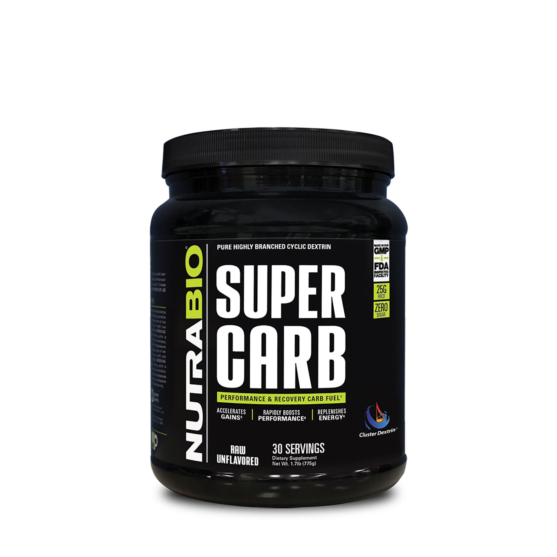 slide 1 of 1, NutraBio Super Carb - Raw Unflavored, 1 ct