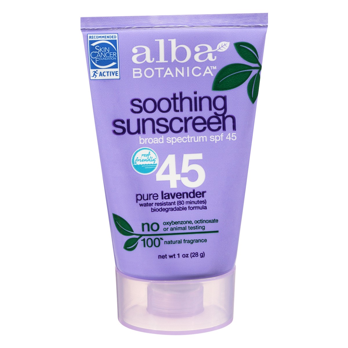 slide 5 of 13, Alba Botanica Pure Lavender Broad Spectrum SPF 45 Soothing Sunscreen Lotion 1 oz. Tube, 1 oz