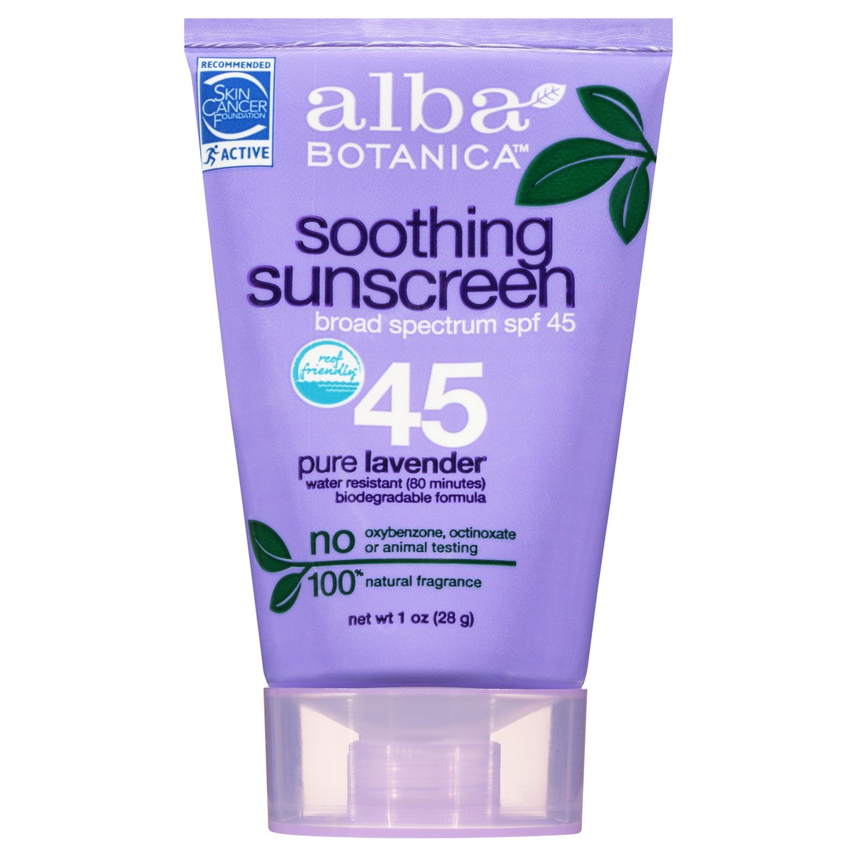 slide 9 of 13, Alba Botanica Pure Lavender Broad Spectrum SPF 45 Soothing Sunscreen Lotion 1 oz. Tube, 1 oz