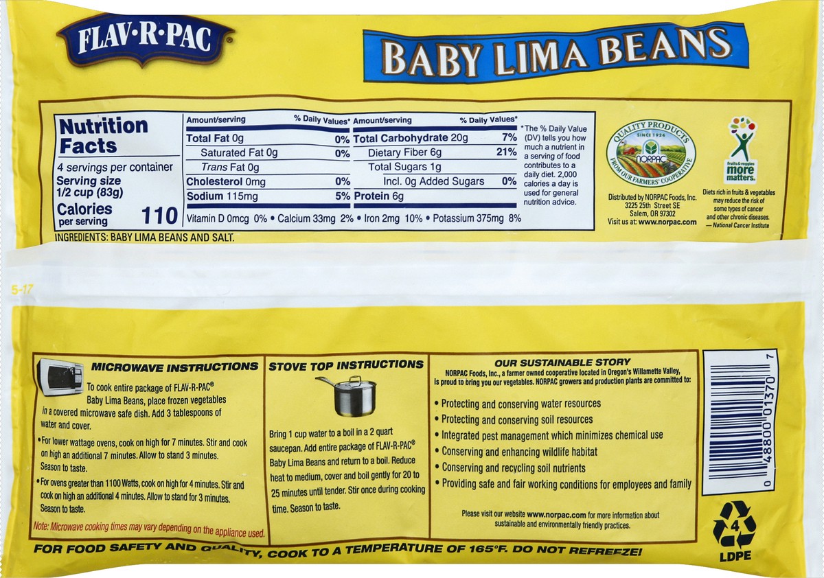 slide 7 of 8, Flav-R-Pac Baby Lima Beans 12 oz, 12 oz