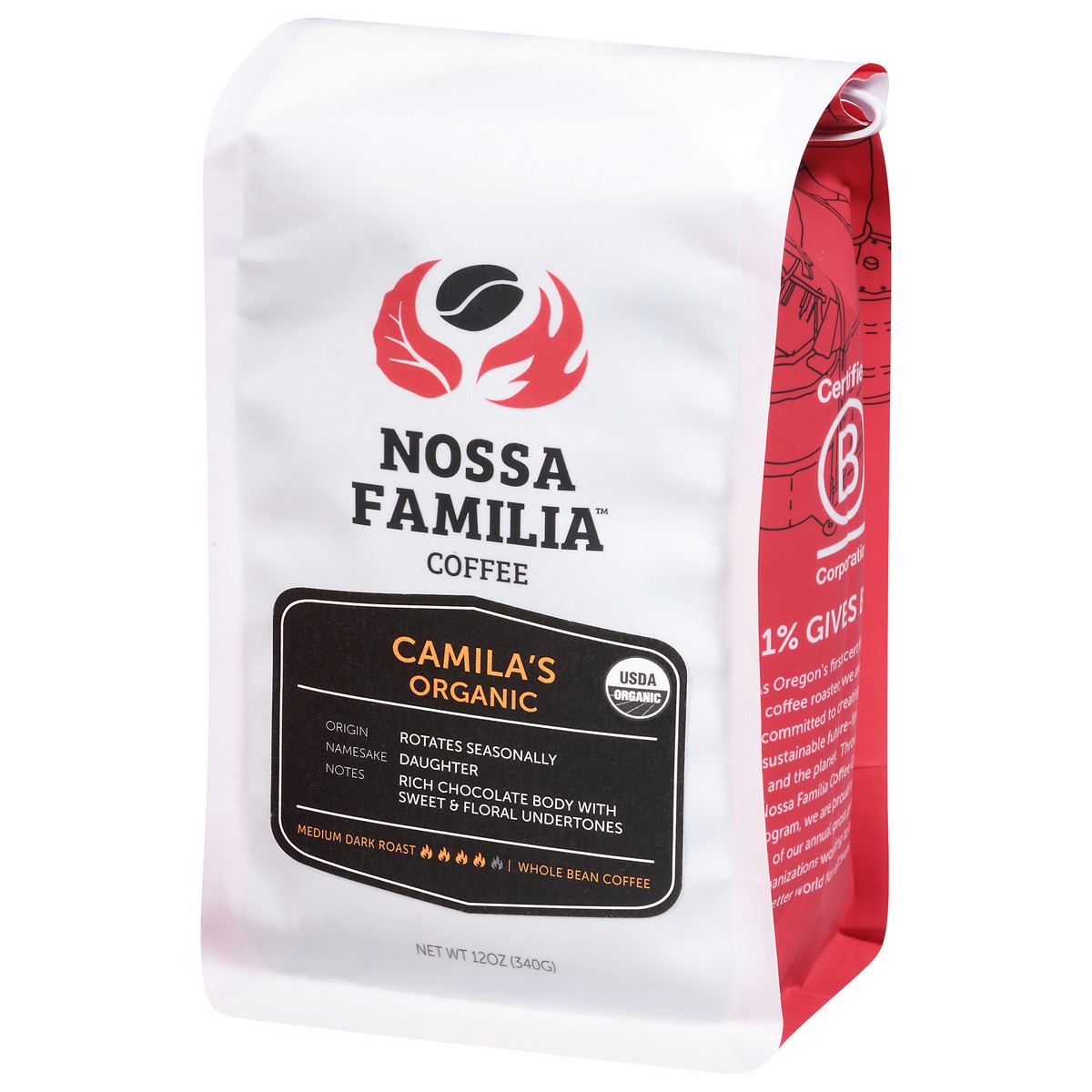 slide 4 of 4, Nossa Familia Og Camilias Whole Bean - 12 OZ, 12 oz