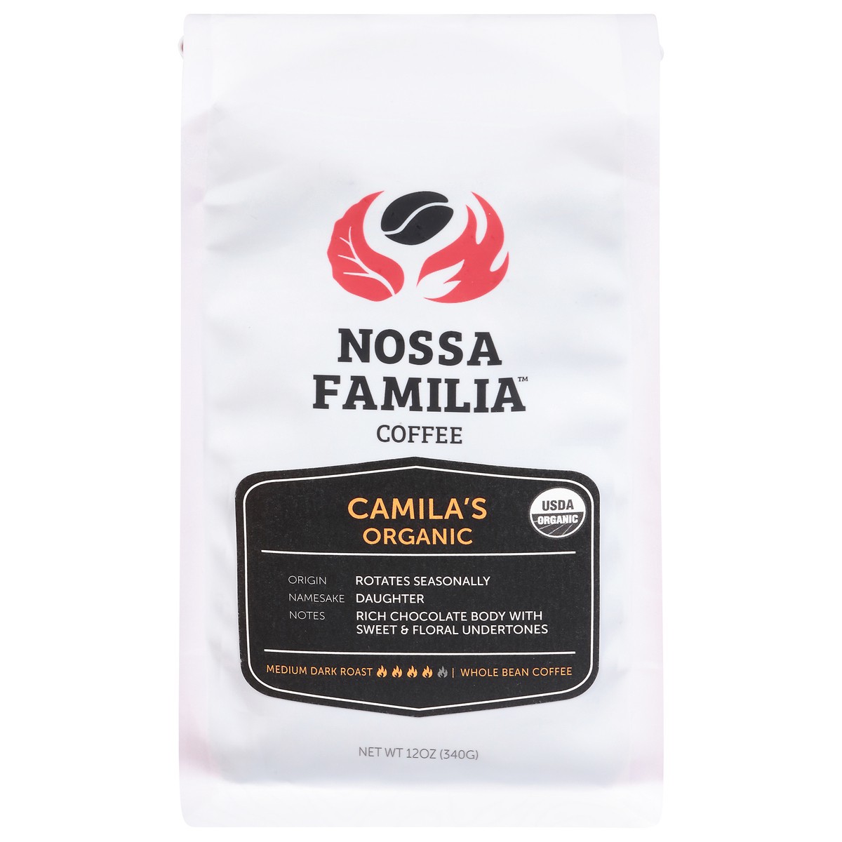 slide 1 of 4, Nossa Familia Og Camilias Whole Bean - 12 OZ, 12 oz