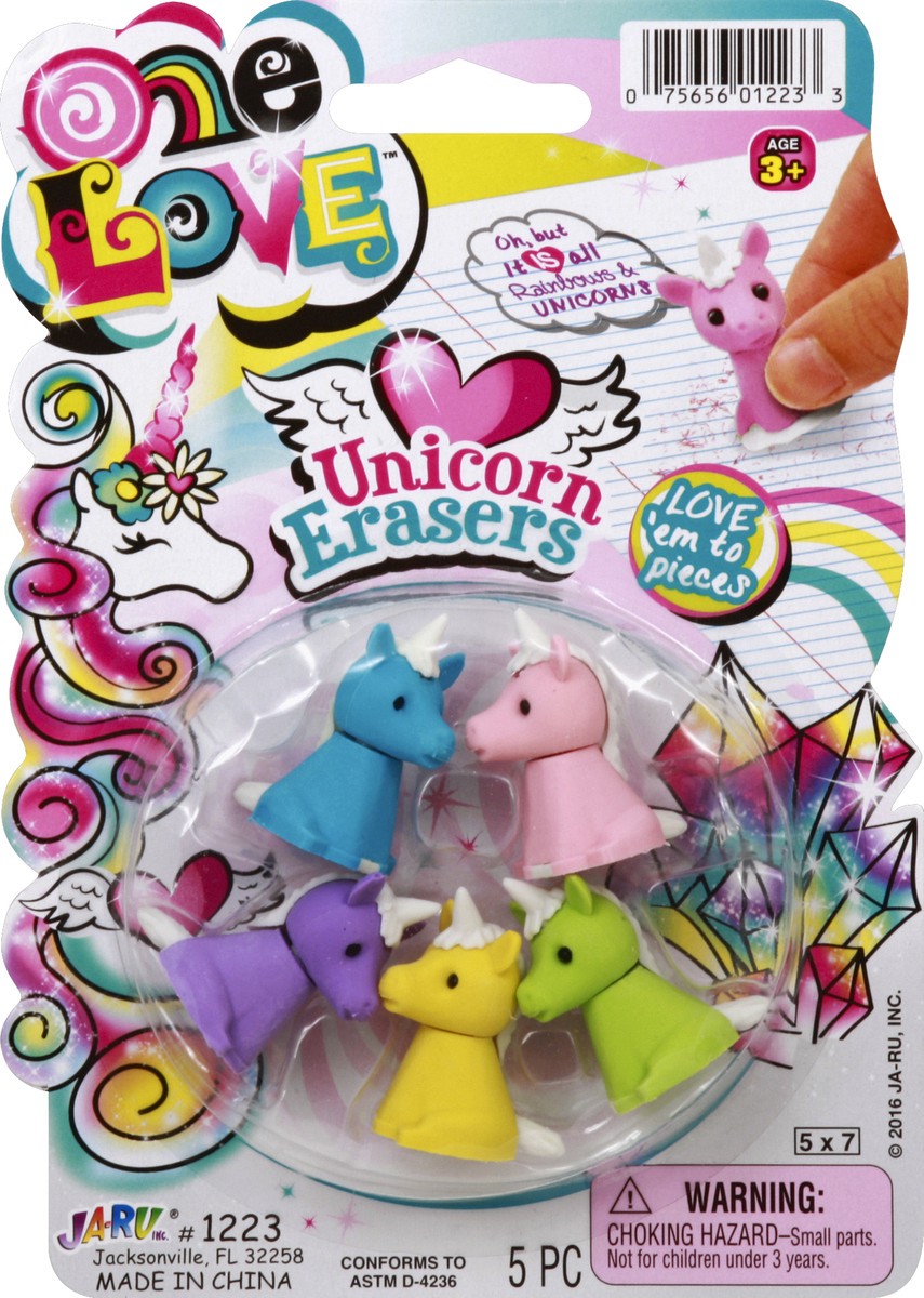 slide 2 of 2, One Love Unicorn Erasers, 1 ct