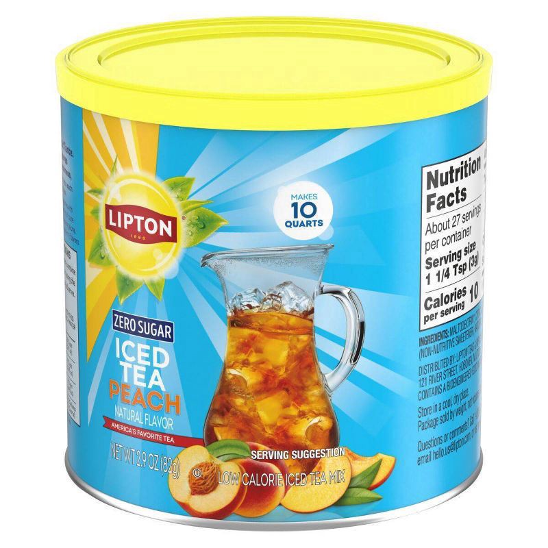 slide 2 of 5, Lipton Zero Sugar ITM 10qt Peach, 29 oz