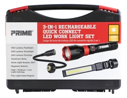 Prime 3-in-1 Rechargeable Quick Connect LED Work Light Set