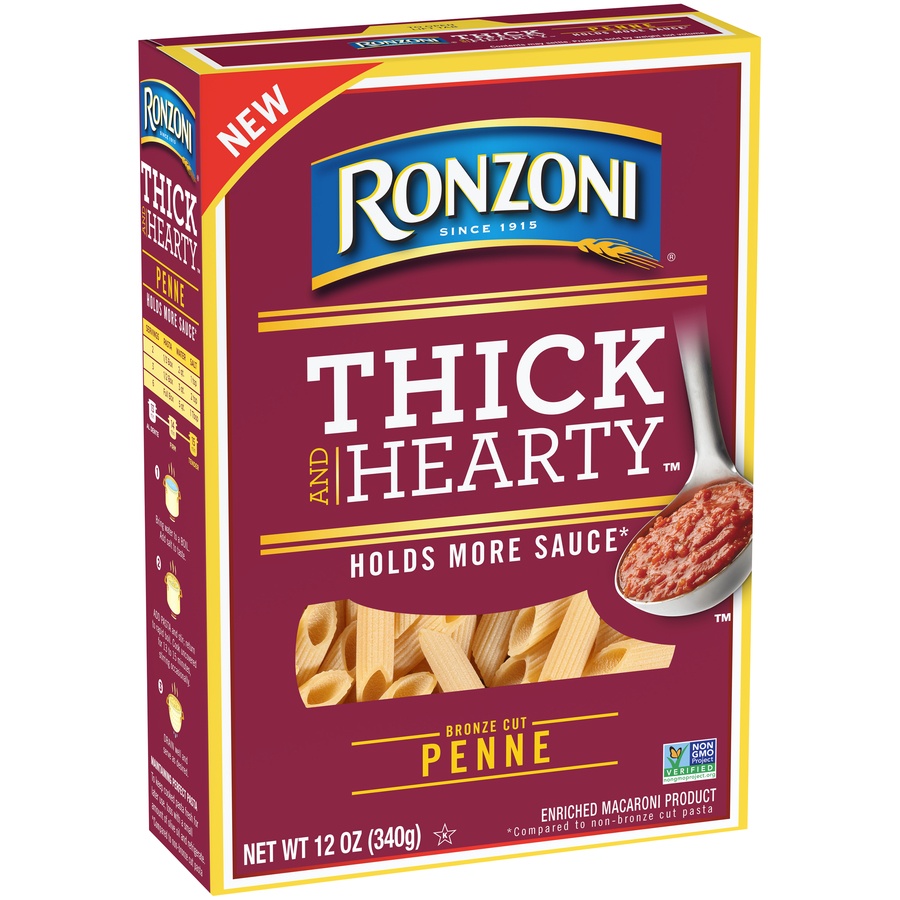 slide 4 of 8, Ronzoni Thick And Hearty Penne Paste, 12 oz